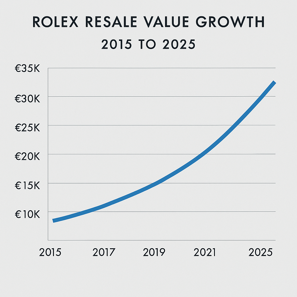 Rolex resale value growth graph from 2015 to 2025