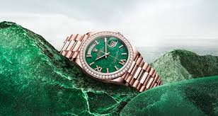 Rose Gold Rolex Day Date, Jade green background